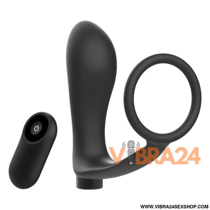 Anel de Pénis com Controle Remoto Recarregável - Plug Anal Preto Addicted Toys - VIBRA24 SEXSHOP