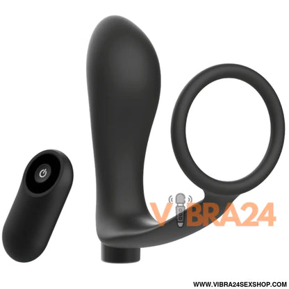 Anel de Pénis com Controle Remoto Recarregável - Plug Anal Preto Addicted Toys - VIBRA24 SEXSHOP