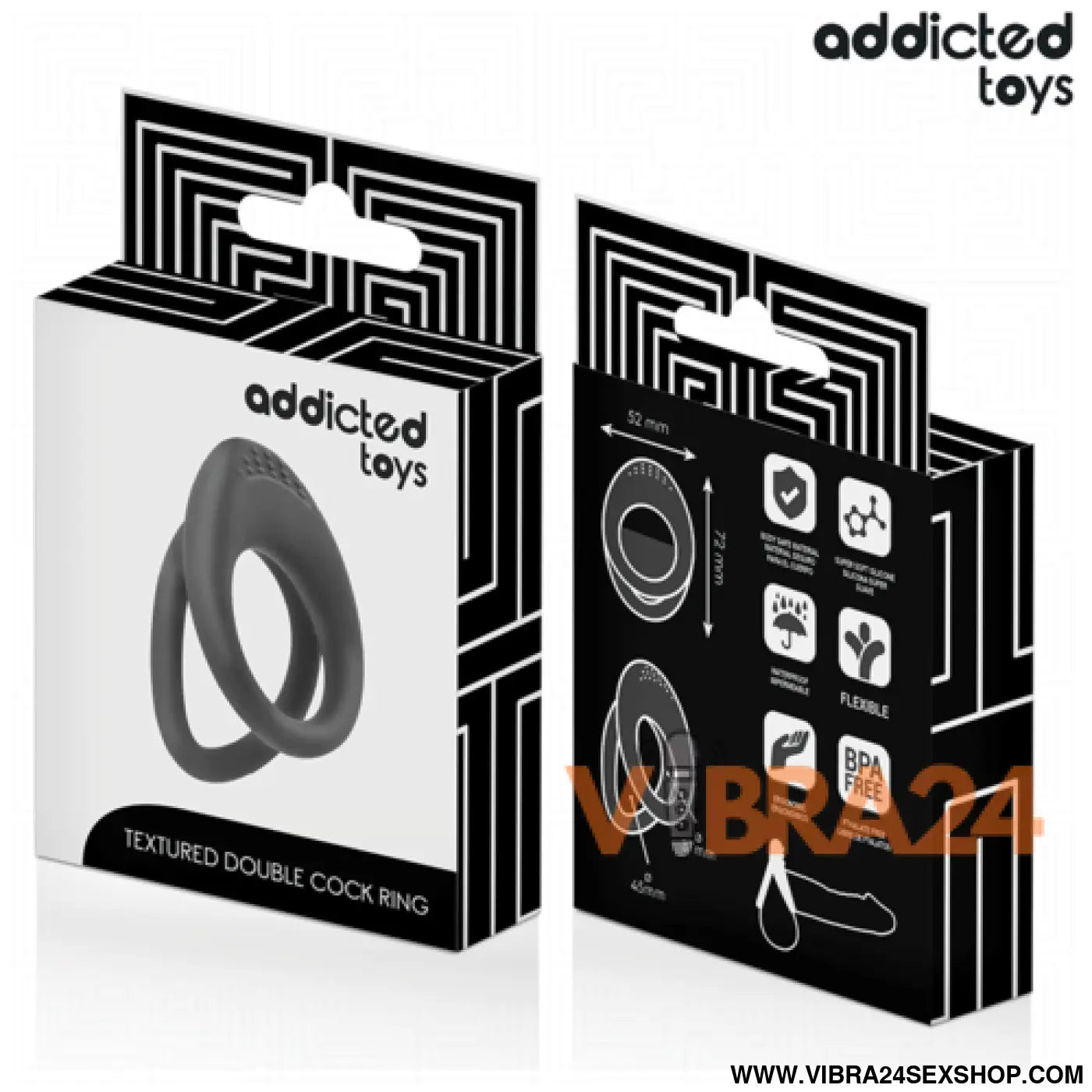 ANEL DE PÉNIS TEXTURIZADO - ADDICTED TOYS COM DUPLA TEXTURA - VIBRA24 SEXSHOP