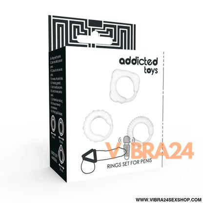 anel de prazer ADDICTED TOYS - Set C-Ring Claro para Estímulo Máximo - VIBRA24 SEXSHOP