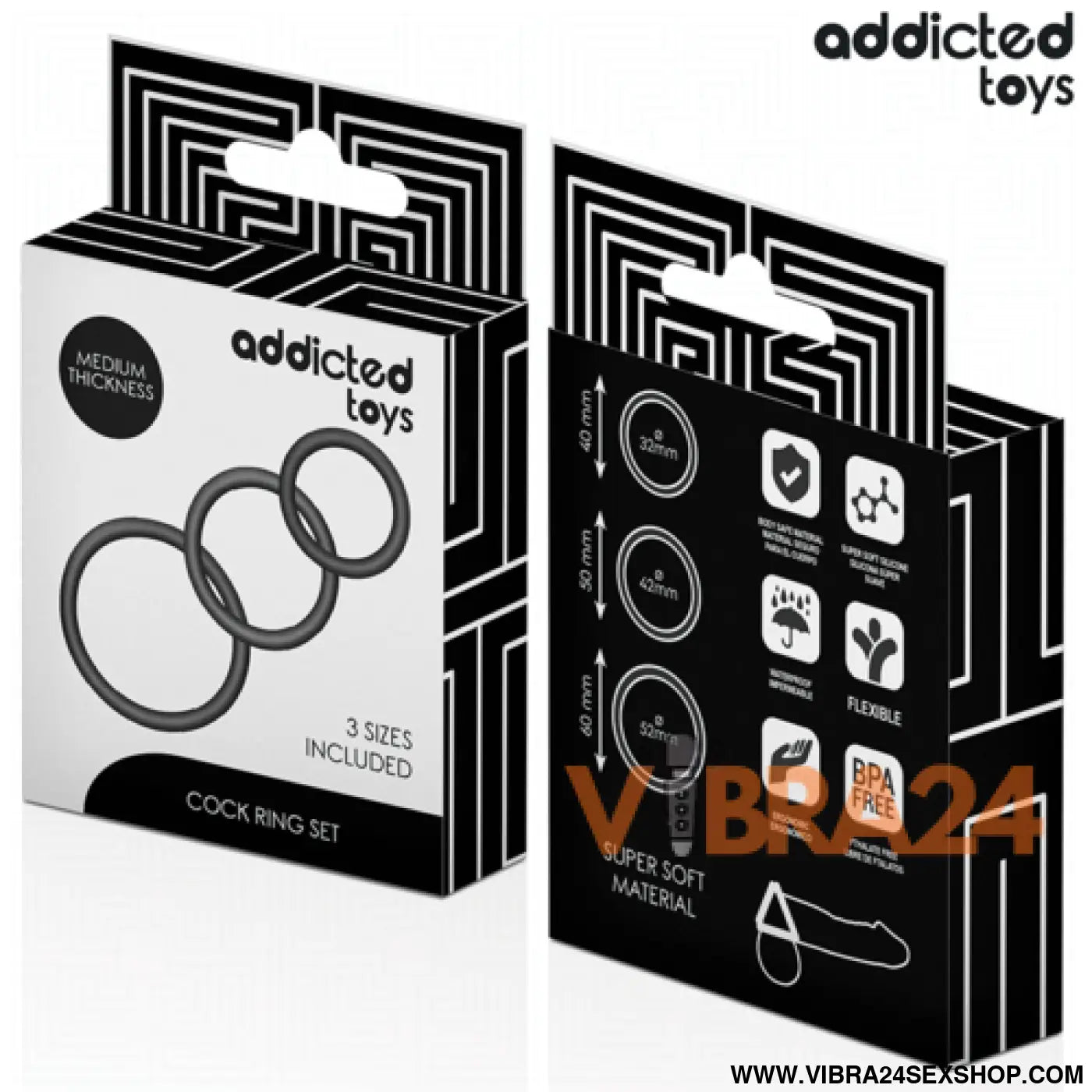 ANEL DE SILICONE PARA ADULTOS - ADDICTED TOYS CONJUNTO DE ANÉIS DE SILICONE MODELO 2 - VIBRA24 SEXSHOP
