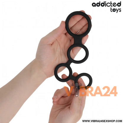 ANEL PARA PÉNIS COM DIVISORES PARA TESTÍCULOS - ADDICTED TOYS - VIBRA24 SEXSHOP