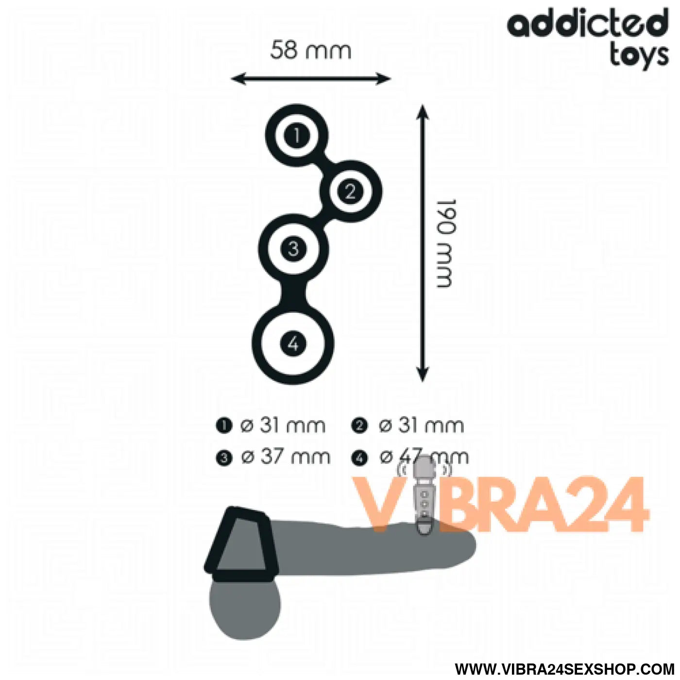 ANEL PARA PÉNIS COM DIVISORES PARA TESTÍCULOS - ADDICTED TOYS - VIBRA24 SEXSHOP