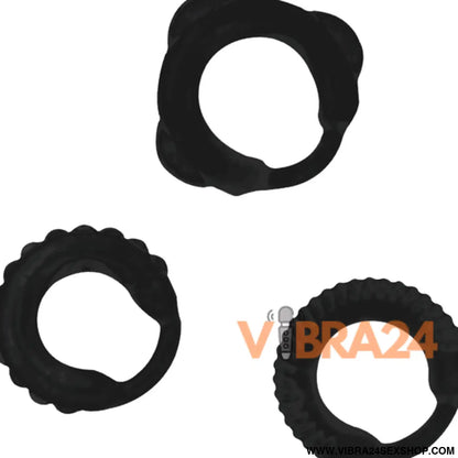 ANEL PENIANO C PRETO ADDICTED TOYS - CONJUNTO DE ANEL PARA MAIOR PRAZER - VIBRA24 SEXSHOP
