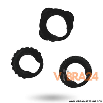ANEL PENIANO C PRETO ADDICTED TOYS - CONJUNTO DE ANEL PARA MAIOR PRAZER - VIBRA24 SEXSHOP