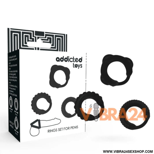 ANEL PENIANO C PRETO ADDICTED TOYS - CONJUNTO DE PARA MAIOR PRAZER