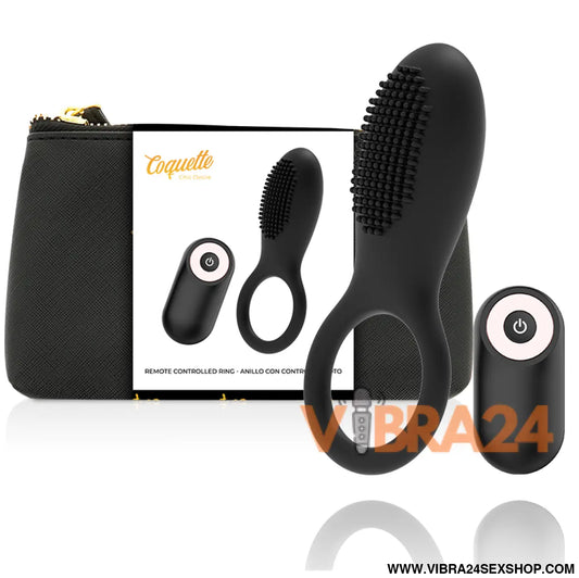 Anel Peniano Controle Remoto Coquette Chic Desire - Recarregável Preto/Ouro