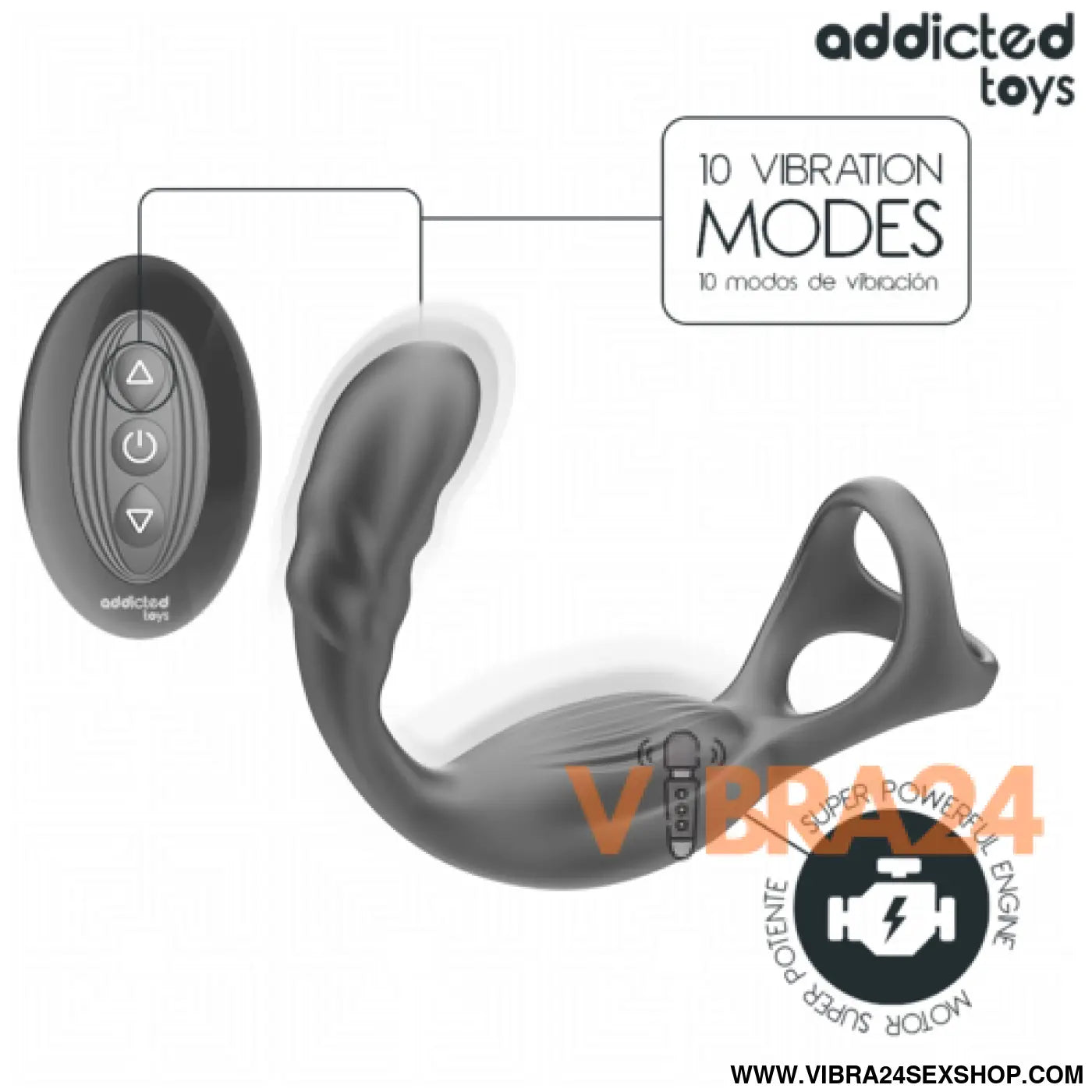 Anel Peniano para Próstata com Controle Remoto - Addicted Toys - VIBRA24 SEXSHOP