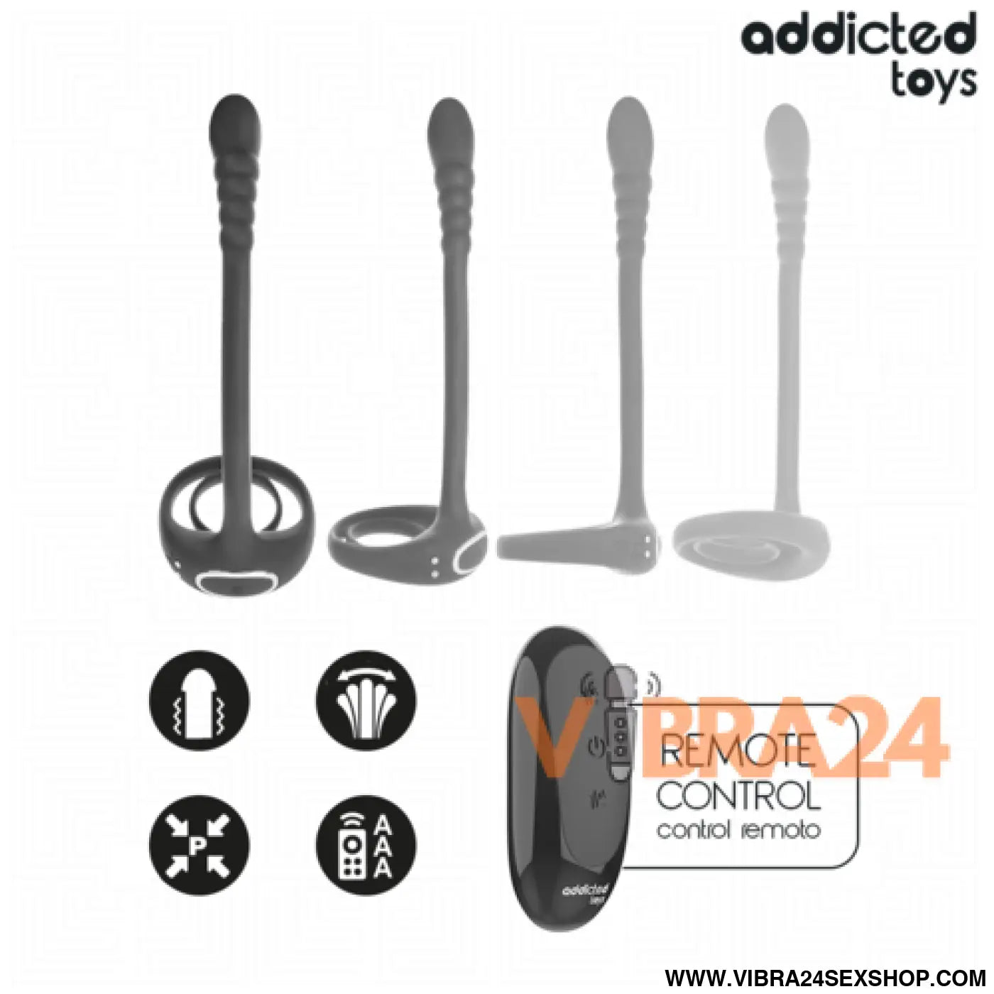 ANEL PENIANO VIBRATÓRIO COM CONTROLE REMOTO - ADDICTED TOYS PARA PRAZER INFINITO - VIBRA24 SEXSHOP