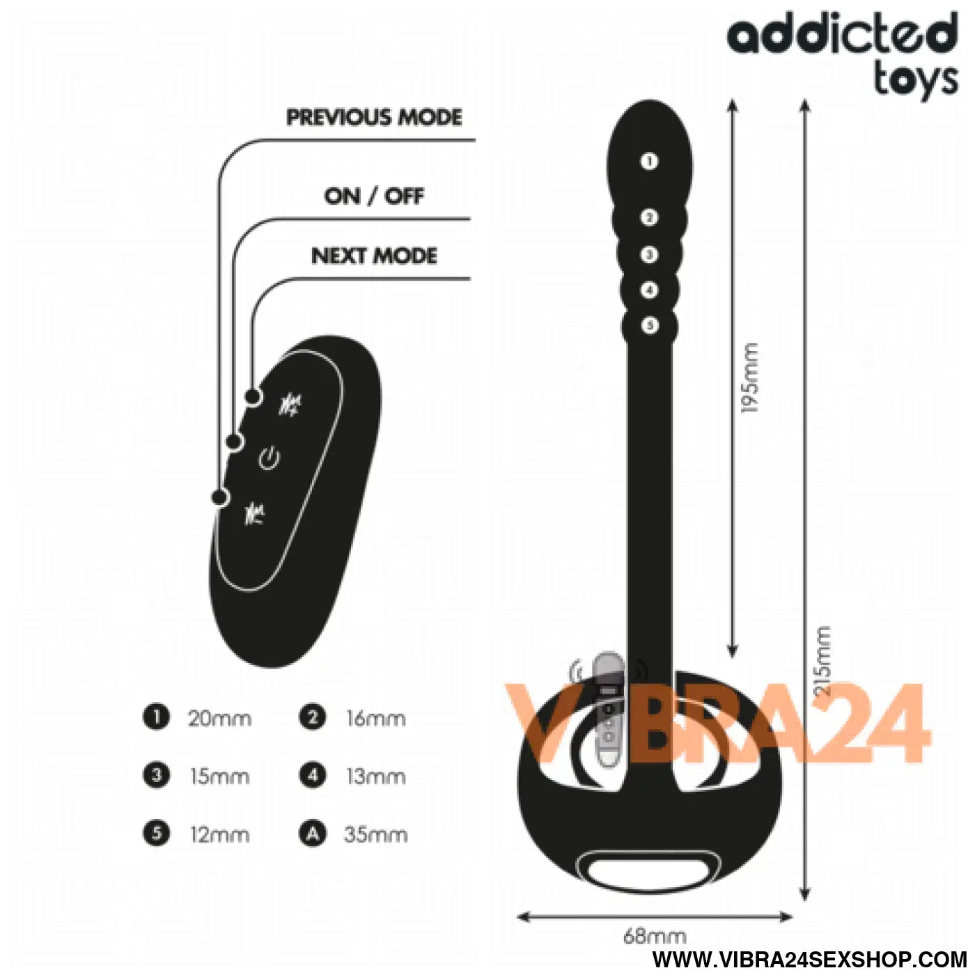 ANEL PENIANO VIBRATÓRIO COM CONTROLE REMOTO - ADDICTED TOYS PARA PRAZER INFINITO - VIBRA24 SEXSHOP