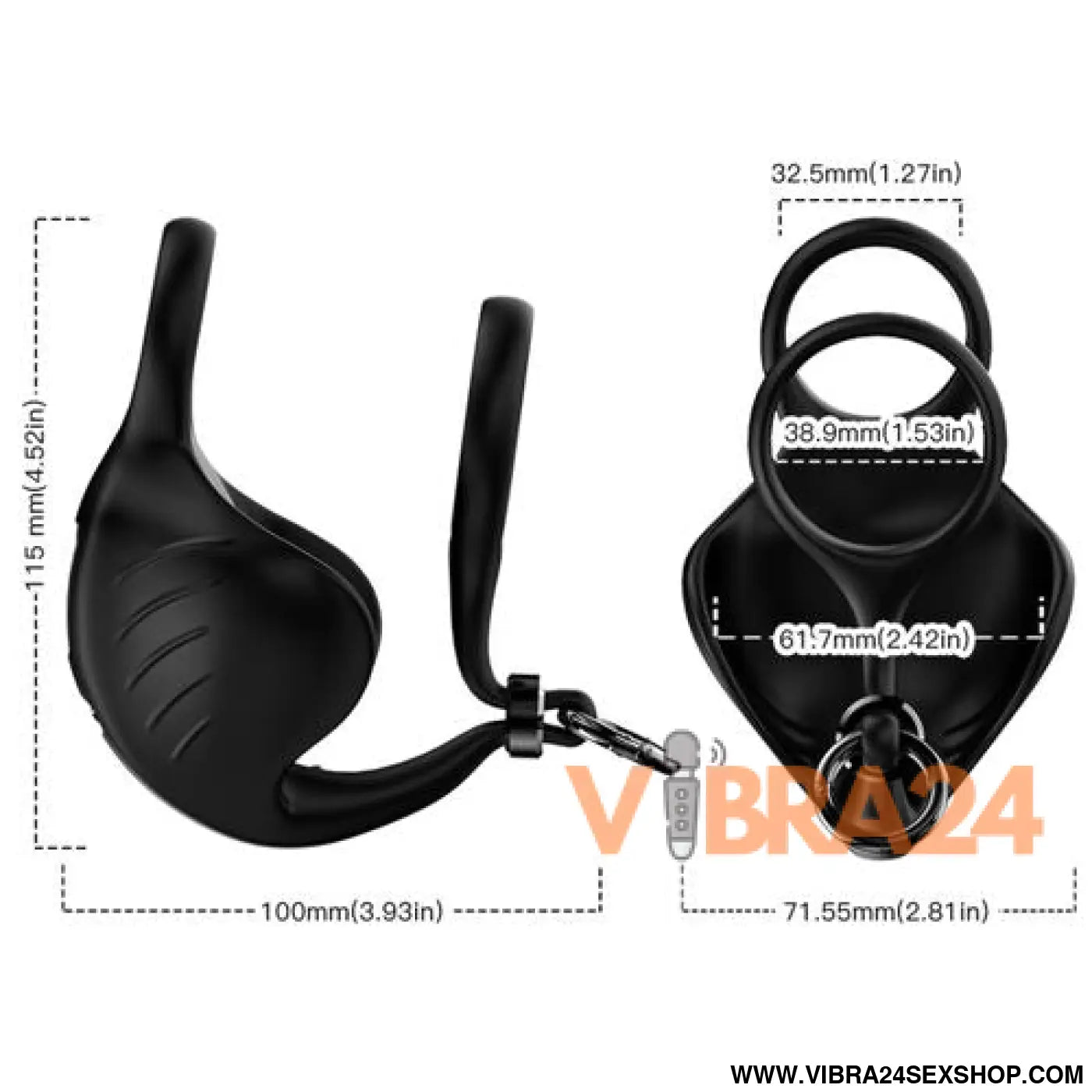 Anel Vibrador Controle Remoto Armony Manta Scrotum Preto