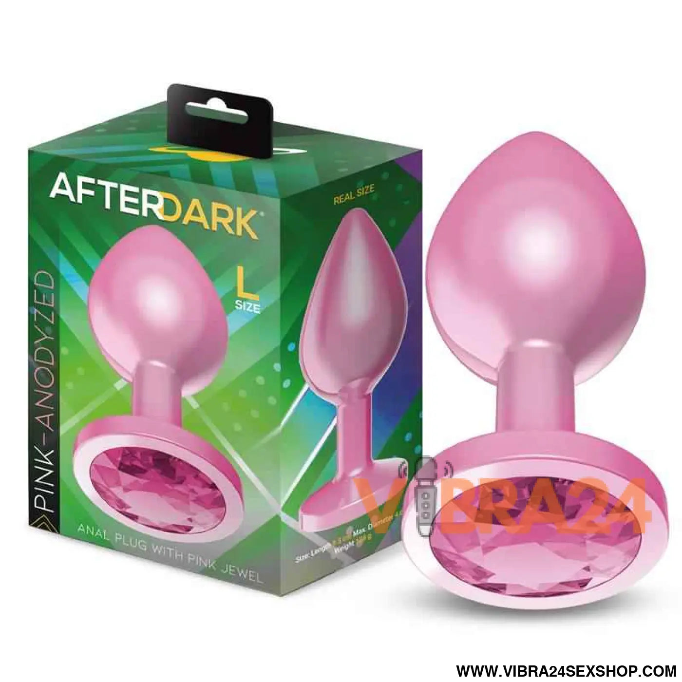 Anodyzed Anal Plug Pink with Jewel Size L
