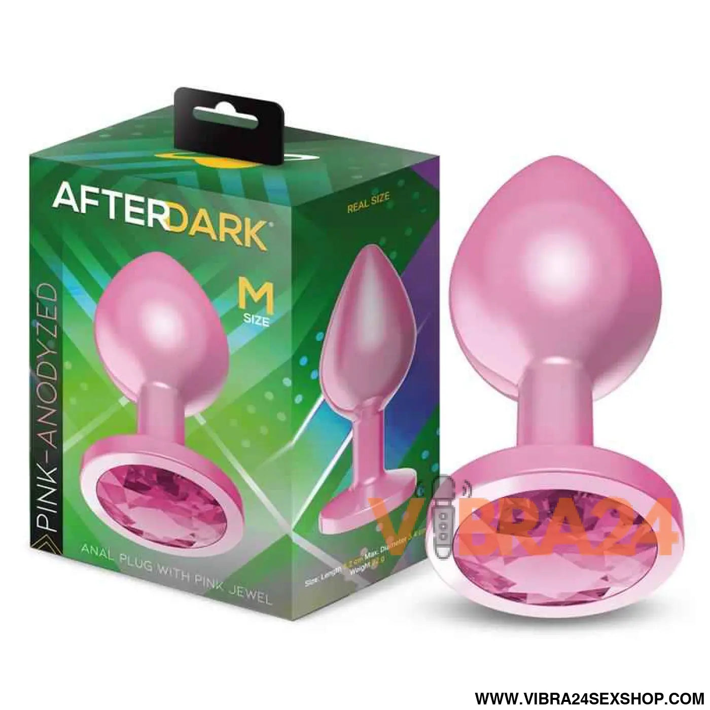 Anodyzed Anal Plug Pink with Jewel Size M