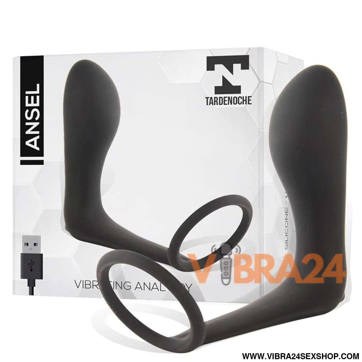 Ansel Anal Plug with Vibration and Cock Ring USB Silicone