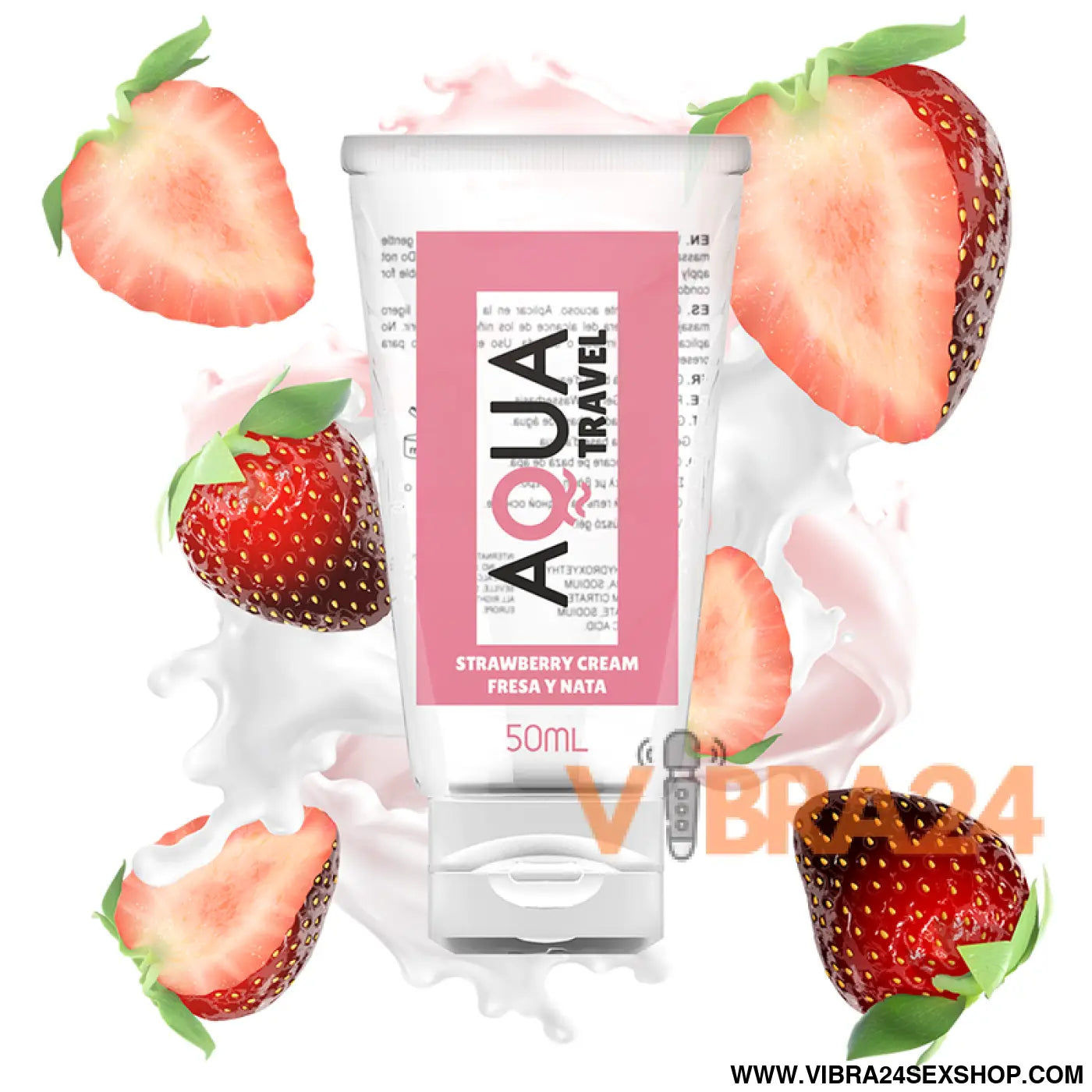 AQUA TRAVEL - LUBRIFICANTE À BASE DE ÁGUA CREME MORANGO - 50 ML