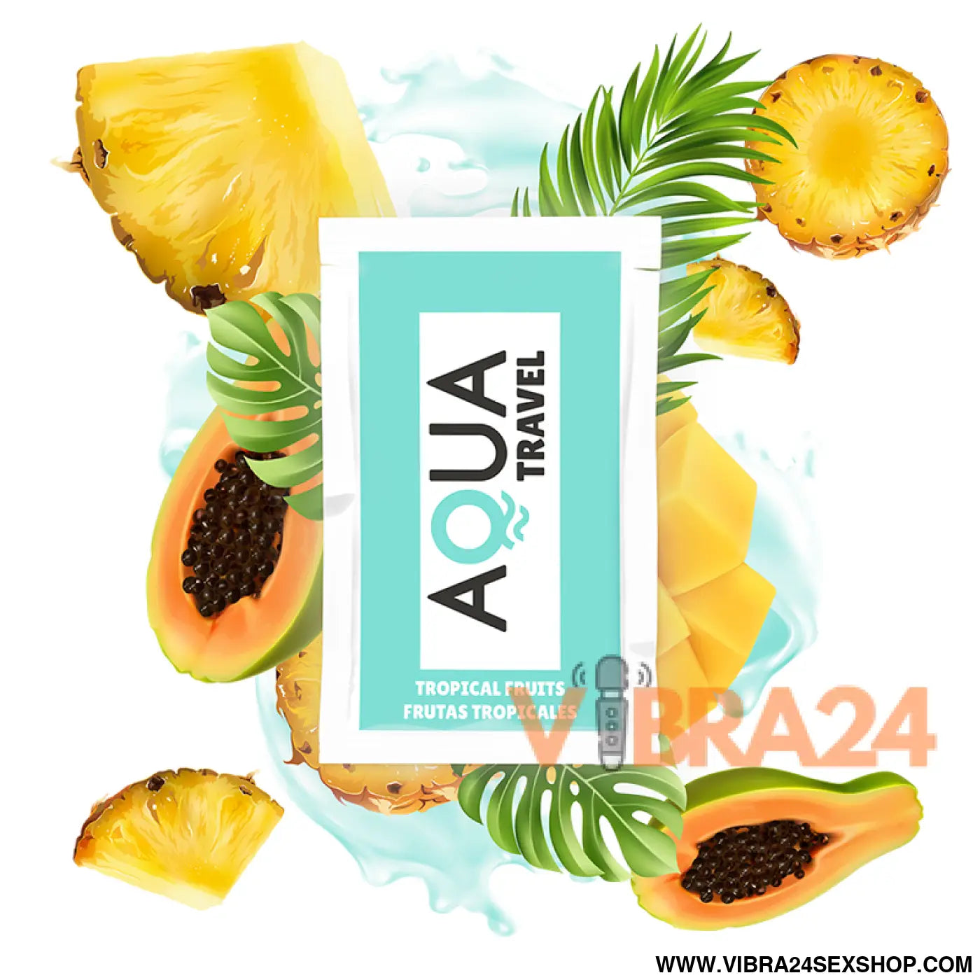 AQUA TRAVEL - LUBRIFICANTE À BASE DE ÁGUA SABOR FRUTAS TROPICAIS 6 ML