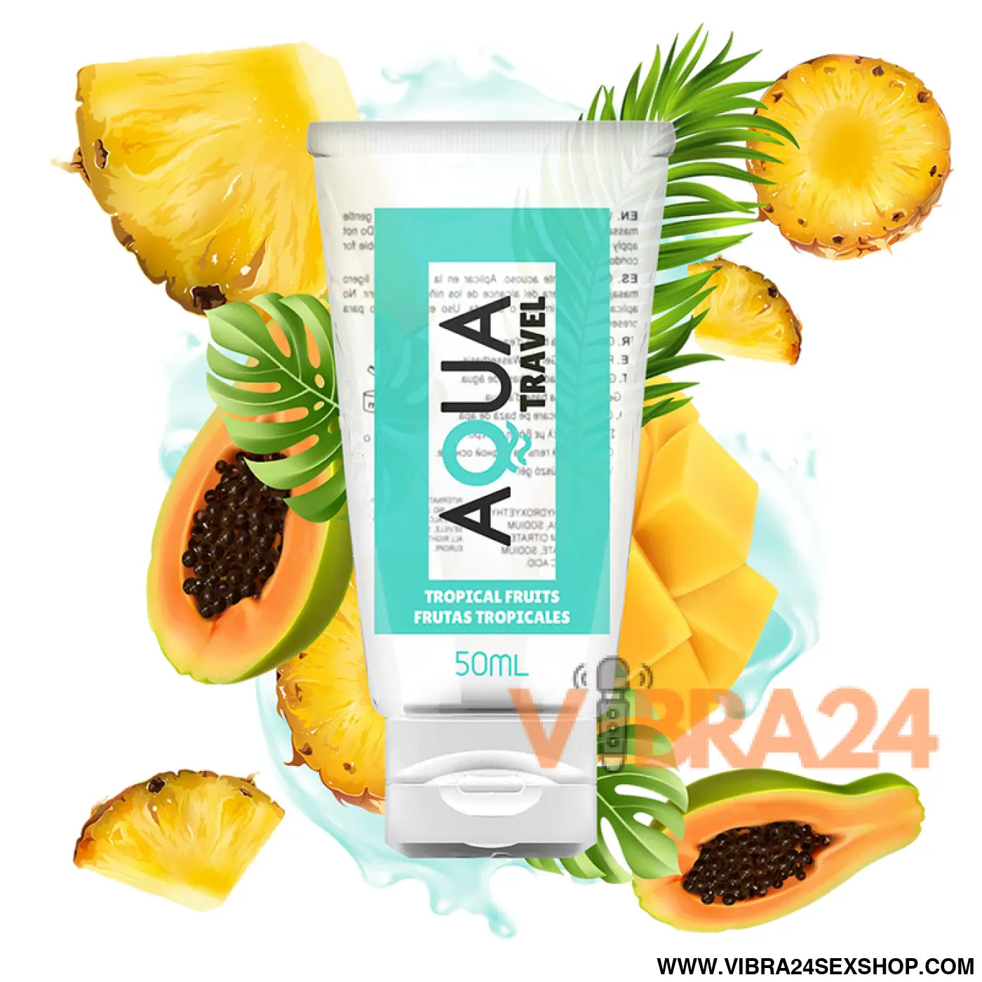 AQUA TRAVEL - LUBRIFICANTE BASE DE ÁGUA FRUTAS TROPICAIS - 50 ML