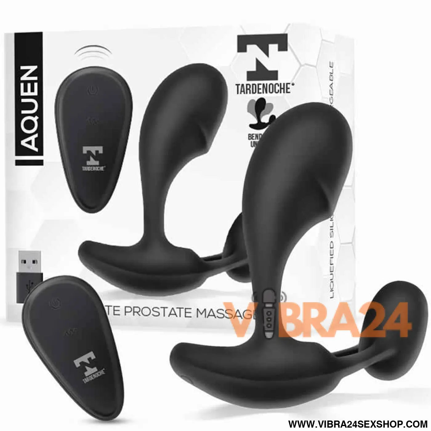 Aquen Prostate and Perineum Stimulator Liquid Silicone Remote Control Magnetic USB