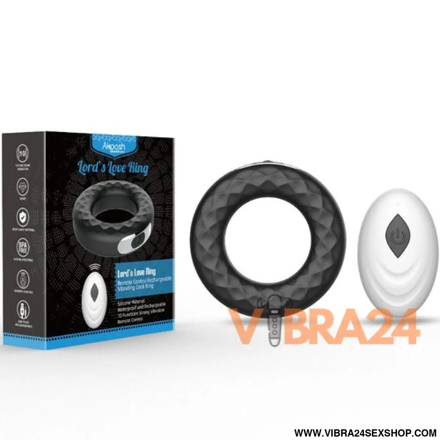 ARMONY - Anel Vibrador Controle Remoto Preto Lords Love