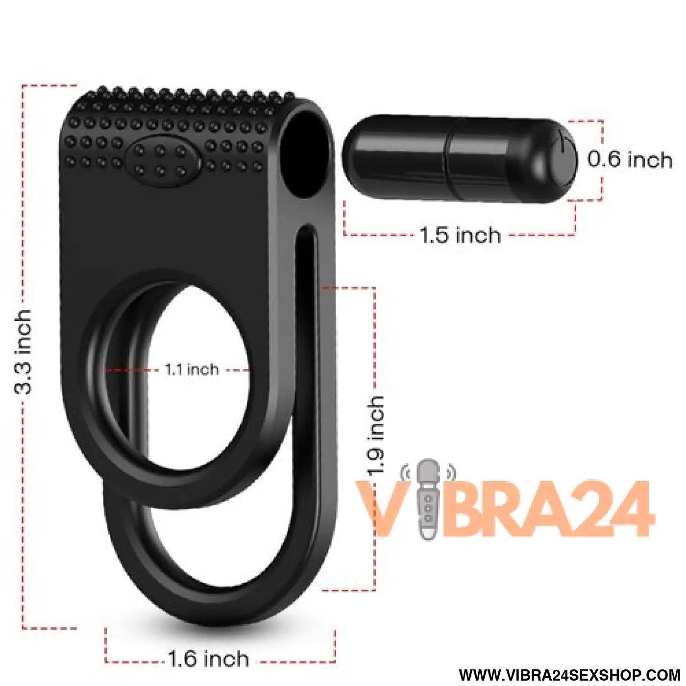 ARMONY - Anel Vibrador Duplo para Casais Preto