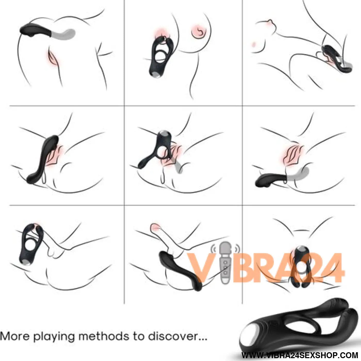 ARMONY - Anel Vibrador Duplo para Casais Veyron Preto