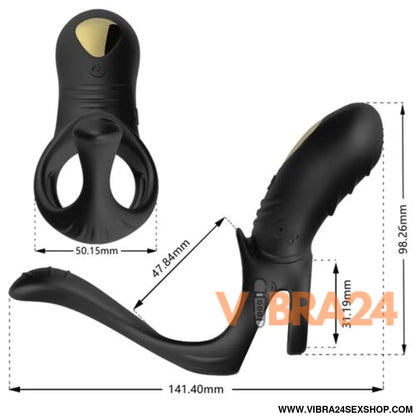 ARMONY - Anel Vibrador para Casais Joy Jumper Ring com Controle Remoto e Plug Anal Preto