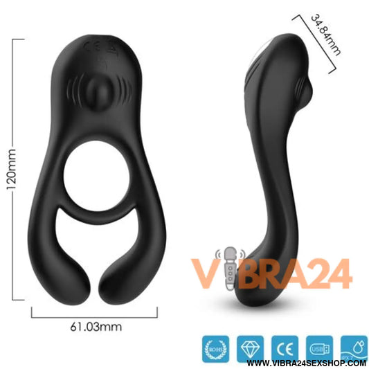 ARMONY - Anel Vibrador para Casais VeYron com Controle Remoto Preto
