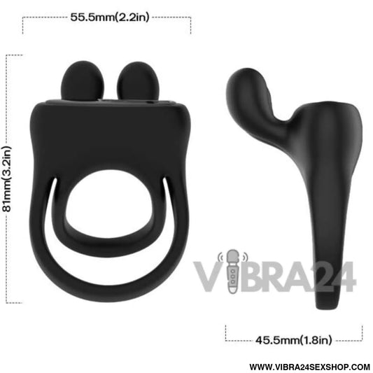 ARMONY - Anel Vibratório Coelho Preto para Estímulo e Prazer
