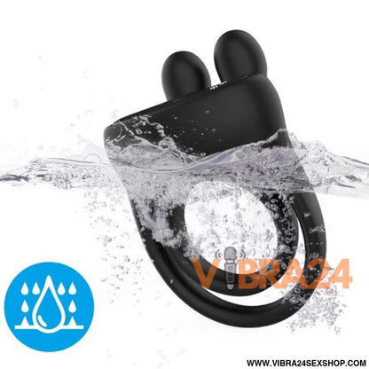 ARMONY - Anel Vibratório Coelho Preto para Estímulo e Prazer