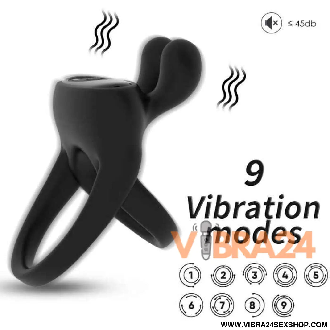 ARMONY - Anel Vibratório Coelho Preto para Estímulo e Prazer