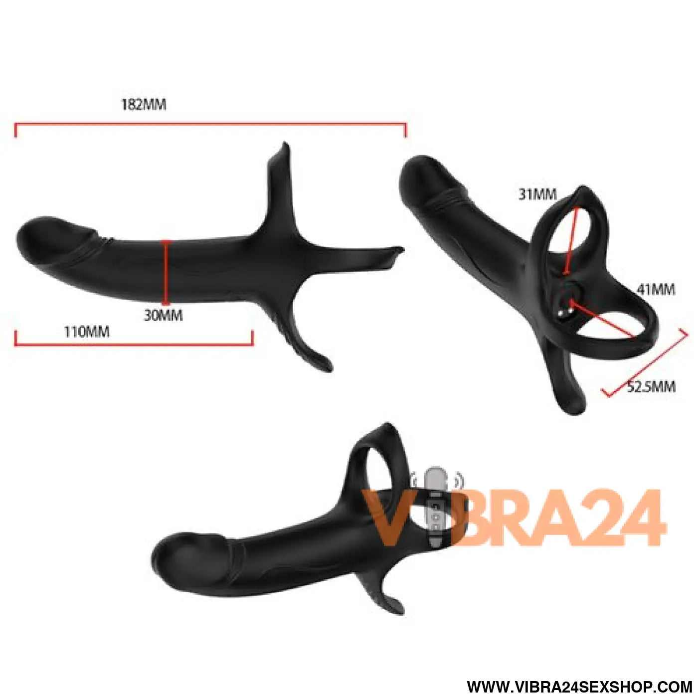 ARMONY - Dildo com Anel Vibrador Preto para Prazer Intenso