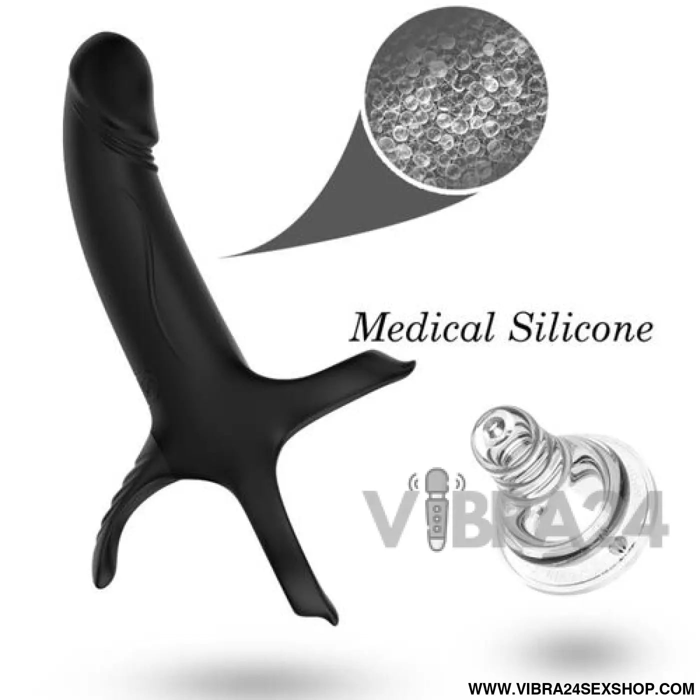 ARMONY - Dildo com Anel Vibrador Preto para Prazer Intenso
