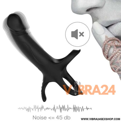 ARMONY - Dildo com Anel Vibrador Preto para Prazer Intenso