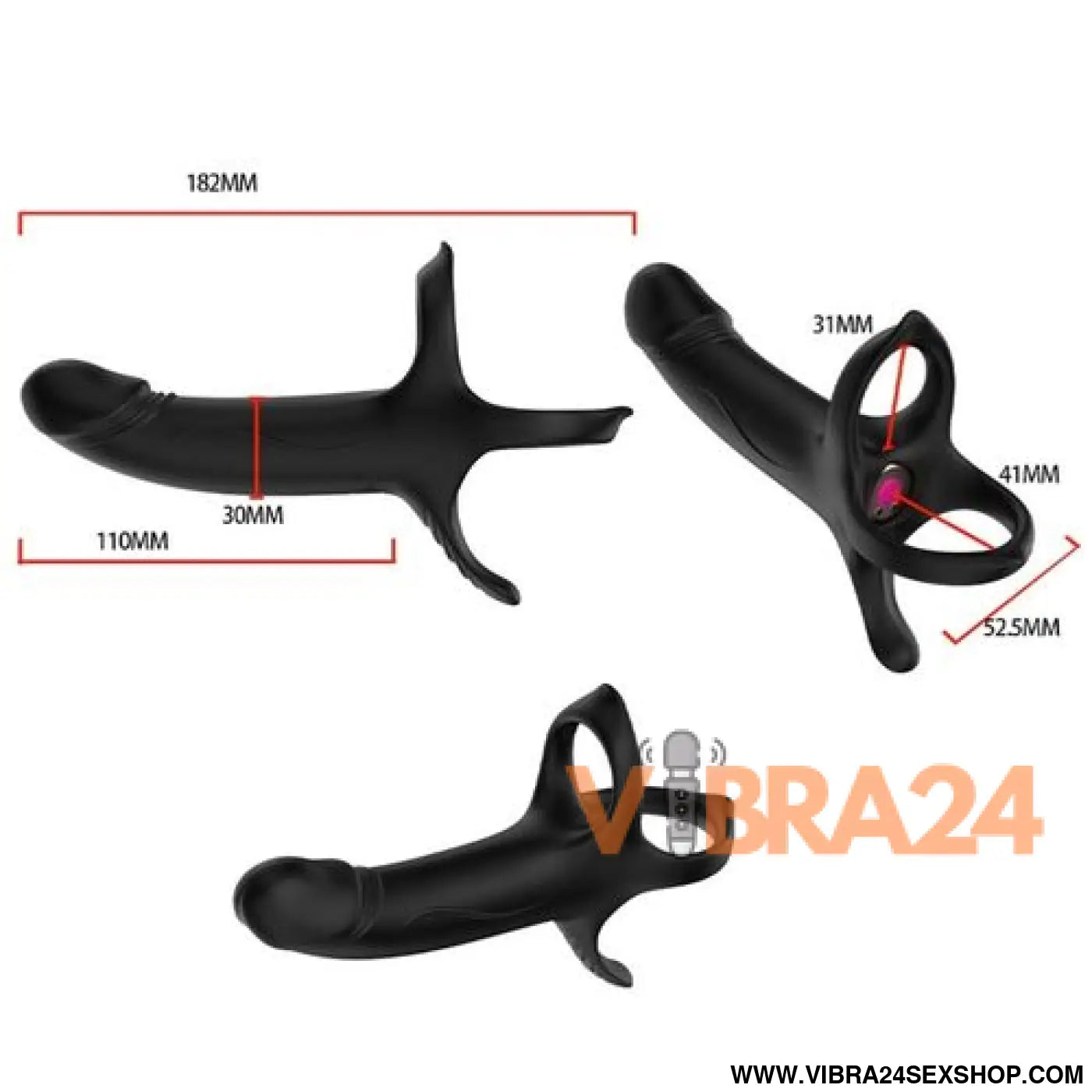 ARMONY - DILDO COM CONTROLE REMOTO VIBRADOR PRETO E ANEL