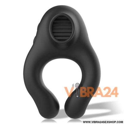ARNMONEY - Anel Vibrador Silicone 3 Motores Recarregáveis Preto e Ouro