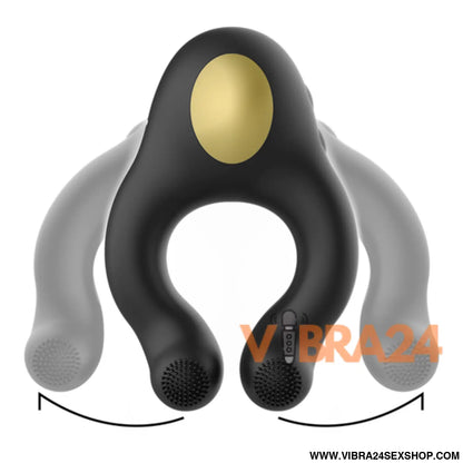 ARNMONEY - Anel Vibrador Silicone 3 Motores Recarregáveis Preto e Ouro