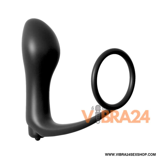 Ass-Gasm Cockring Vibrating Plug - Colour Black