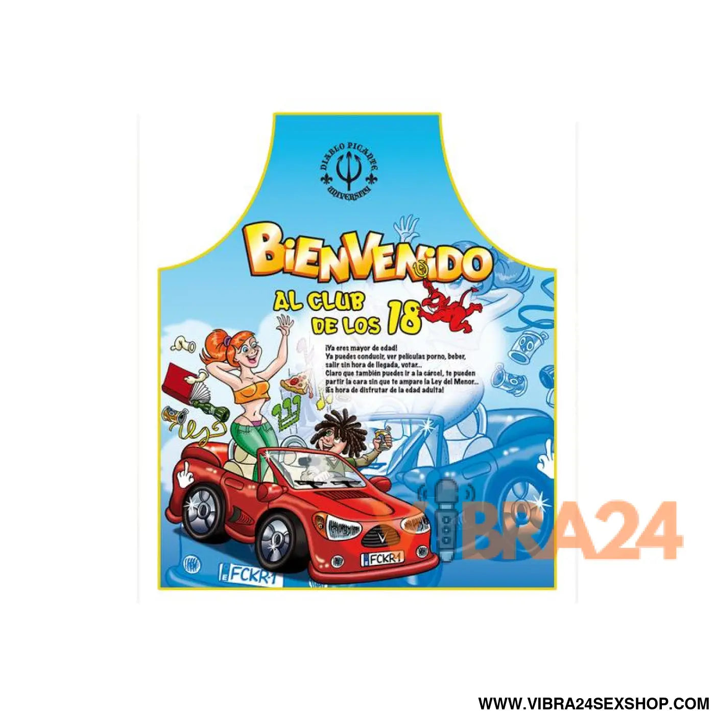 Aventail divertido de 18º aniversário com carro vermelho fckr1 em design vibrante vendido na loja erotica vibra24 sexshop