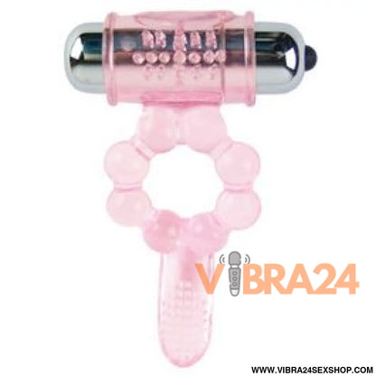 Baile - Anel de Silicone Vibratório Rosa com 10 Ritmos de Língua