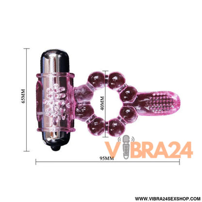 Baile - Anel de Silicone Vibratório Rosa com 10 Ritmos de Língua