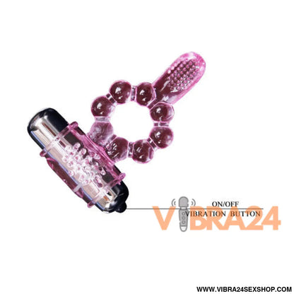 Baile - Anel de Silicone Vibratório Rosa com 10 Ritmos de Língua