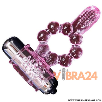 Baile - Anel de Silicone Vibratório Rosa com 10 Ritmos de Língua