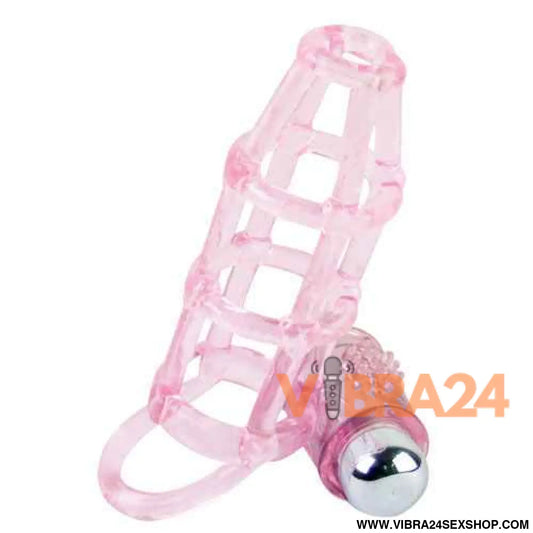 BAILE - Capa e Anel Peniano Silicone Doce 10 Ritmos para o Pênis Rosa