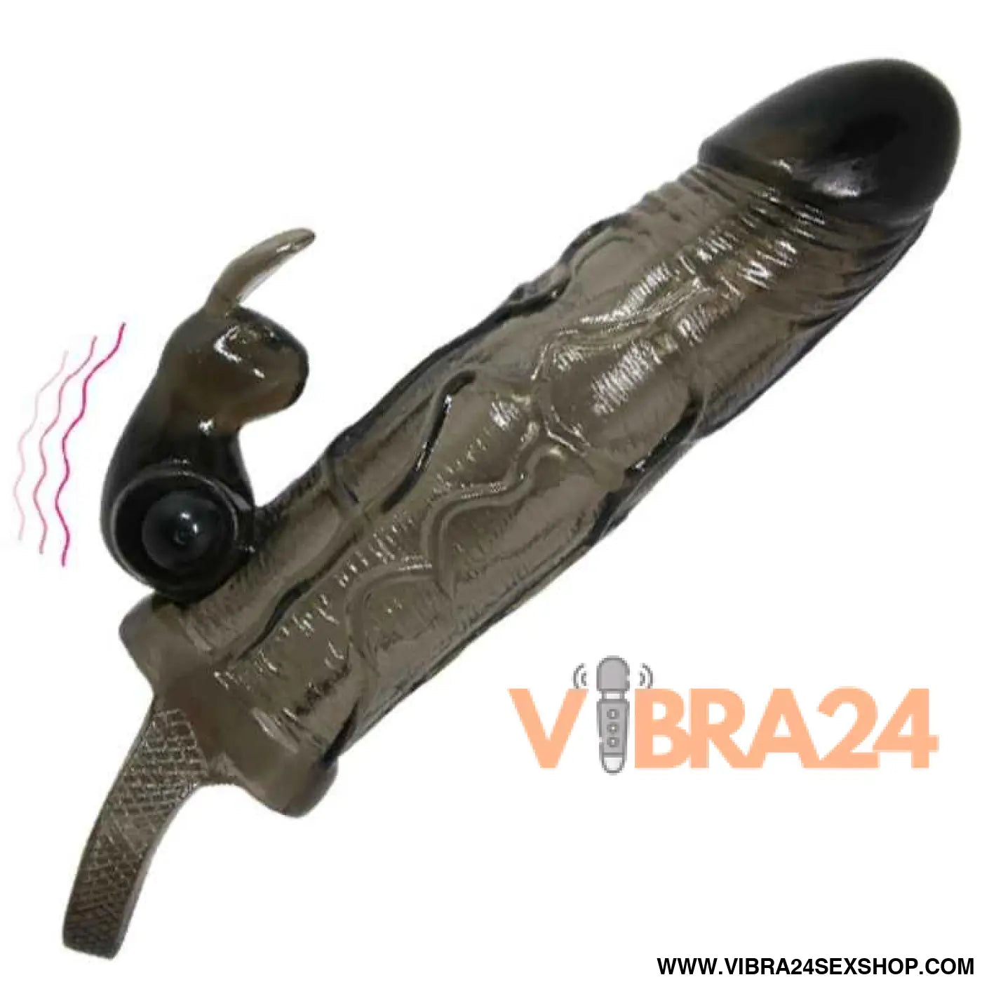 BAILE - Capa para Pénis Brave Man com Coelho Preto 16.5 cm - VIBRA24 SEXSHOP