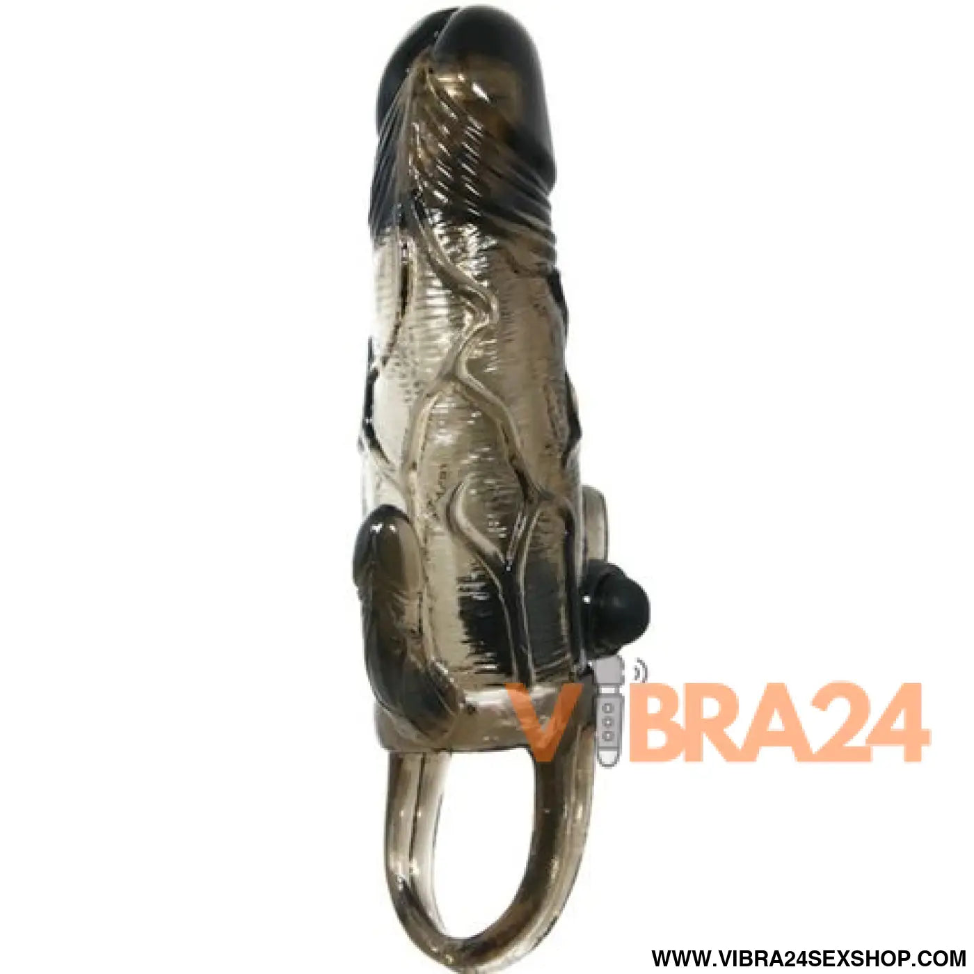 BAILE - CAPA PARA PÉNIS BRAVE MAN COM ESTIMULAÇÃO CLITÓRICA E ANAL DUPLA BALA PRETA 16.5 CM