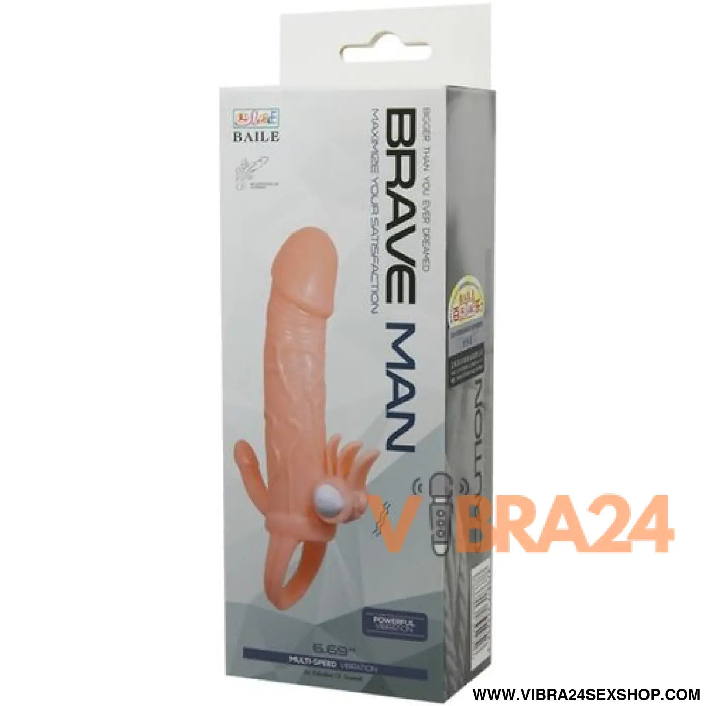 BAILE - Capa para Pênis com Estimulação Clitoriana e Anal 16.5 cm para Brave Man