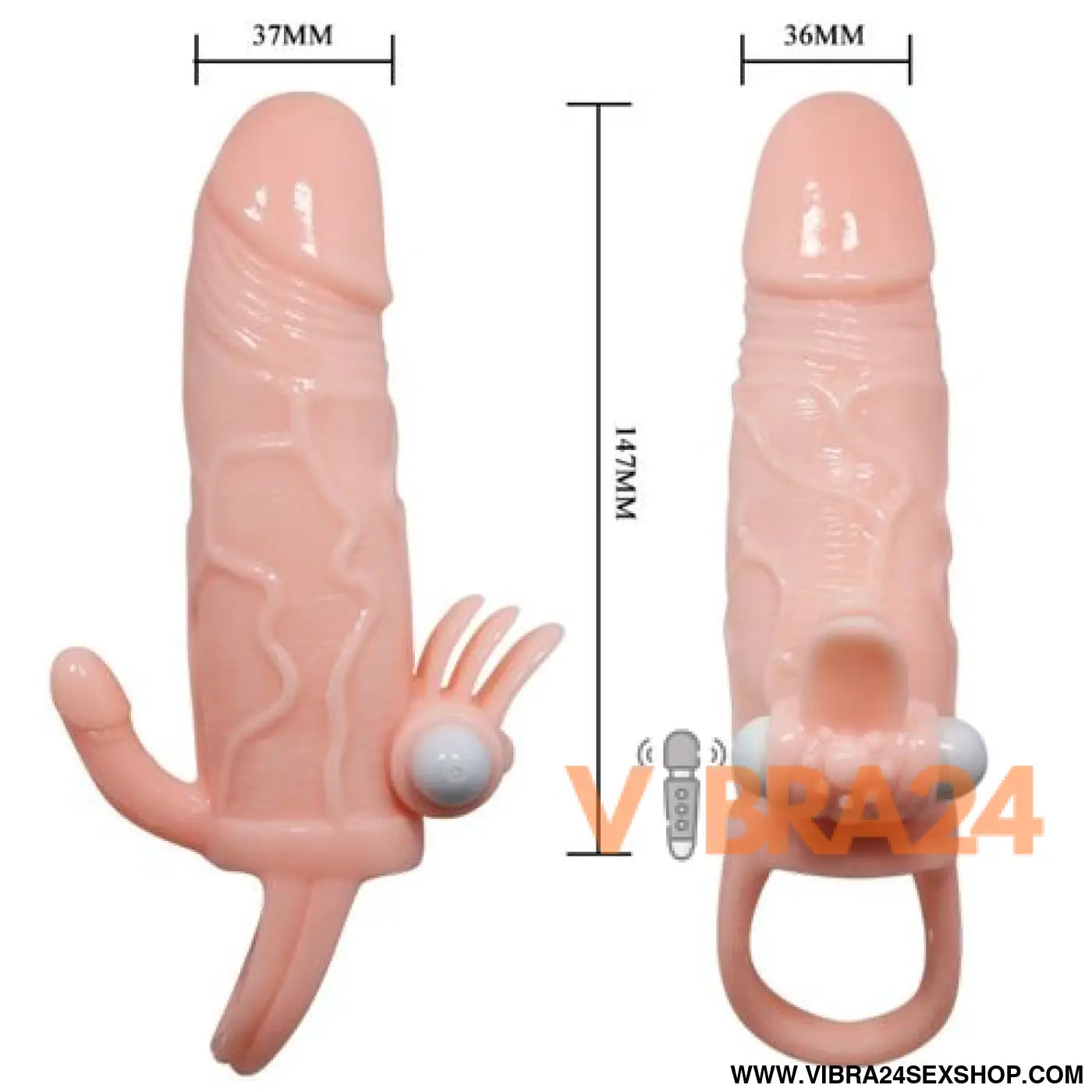 BAILE - Capa para Pênis com Estimulação Clitoriana e Anal 16.5 cm para Brave Man
