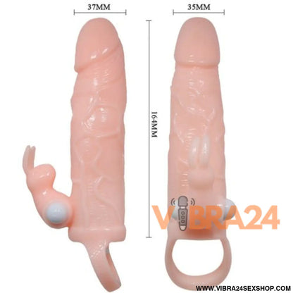 BAILE - Capa para Pênis com Motor Duplo Brave Man e Coelho 16.5 cm