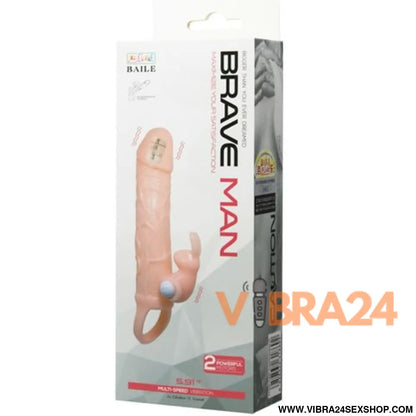 BAILE - Capa para Pênis com Motor Duplo Brave Man e Coelho 16.5 cm