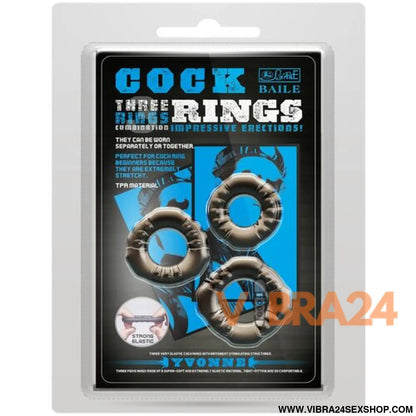 BAILE - COCK RINGS YVONNE CONJUNTO 3 ANÉIS PARA PÉNIS